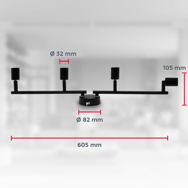 Deckenstrahler - 11,6W, 1040lm, LED, schwenkbar, GU10, warmweiß, schwarz