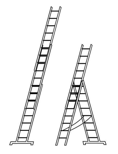 Illustration von Anlegeleiter und Stehleiter