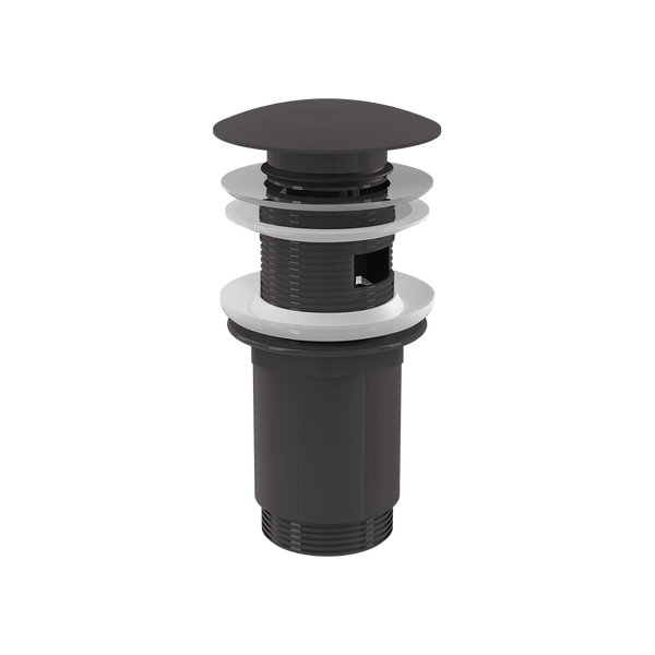 Pop-up Ablaufgarnitur für Waschbecken mit Überlauf, Schwarz matt.