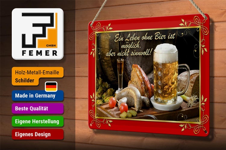 Blechschild Spruch 30x20cm Leben ohne Bier ist sinnlos