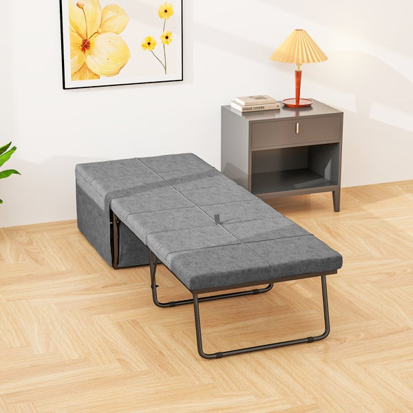 HOMCOM Klappbett ca. 190x60 cm Gästebett mit 8cm Schaumstoff Matratze, faltbar Reisebett, Erwachsene Einzelbett, Metallbett bis 120 kg belastbar, Faltbett für Büro, Gästezimmer, Grau