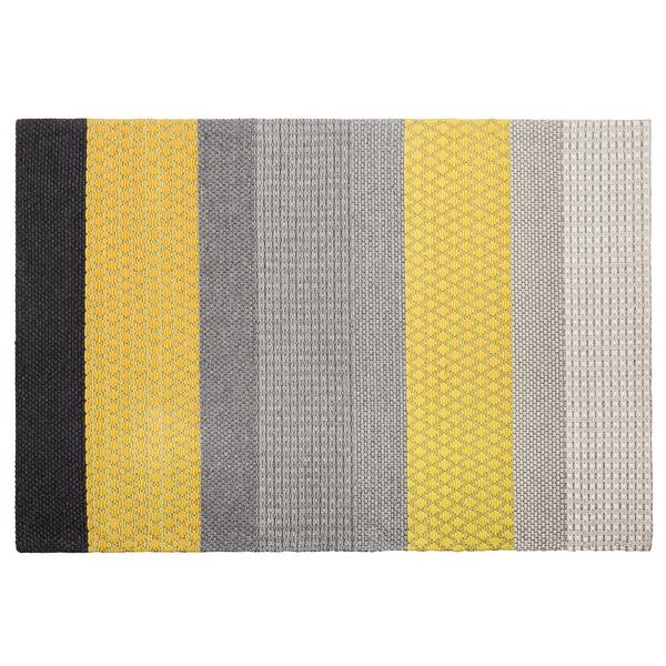 Teppich Wolle grau / gelb 140 x 200 cm Streifenmuster Kurzflor AKKAYA