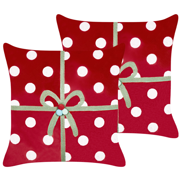 Dekokissen 2er Set GUMDROP Samtstoff 45 x 45 cm Rot Weihnachtsmotiv