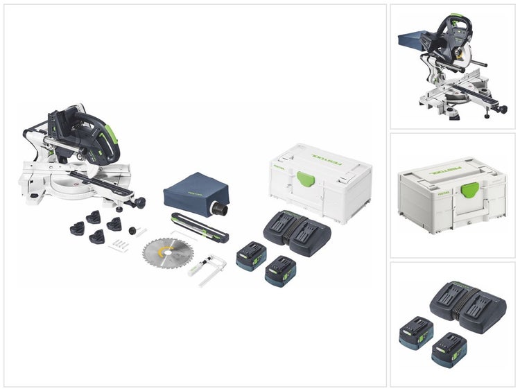 Festool KSC 60 EB 5,0 I-Plus KAPEX Akku Kapp Zugsäge 18 V / 36 V 216 mm ( 577665 ) Brushless + 2x Akku 5,0 Ah + Doppelladegerät + Systainer