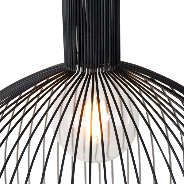 Hängelampe mit Drahtschirm und Leuchtmittel