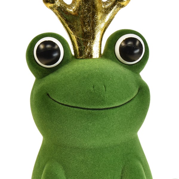 Dekorative grüne Froschfigur mit goldener Krone