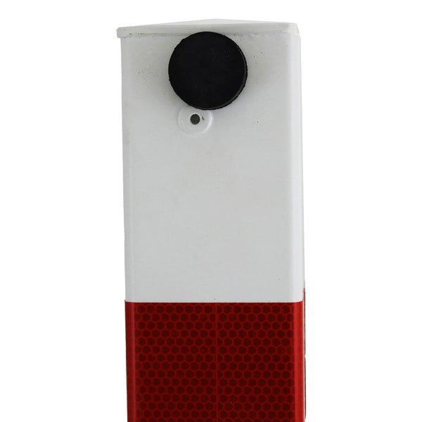 UvV Stahl Absperrpfosten 70x70mm weiß-rot klappbar Zylinderschloss +Dübel / Gleichschließend