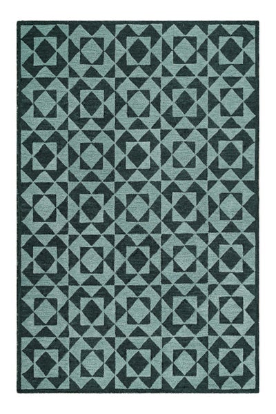 Teppich mit geometrischem Muster aus Rauten und Dreiecken.