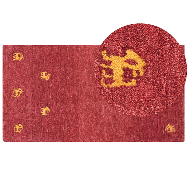 Teppich YARALI Rot 80 x 150 cm Wolle Gabbeh