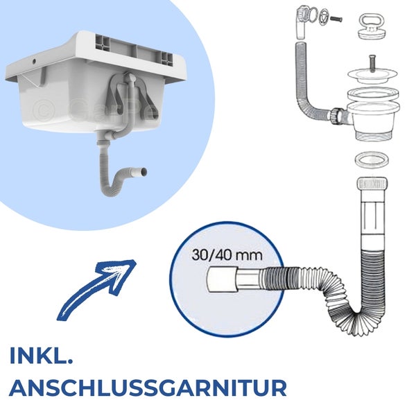 Waschbecken inklusive Anschlussgarnitur