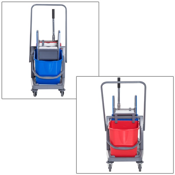 HOMCOM Putzwagen, 73 × 45 × 92 cm, Metall, PP, Blau+Rot