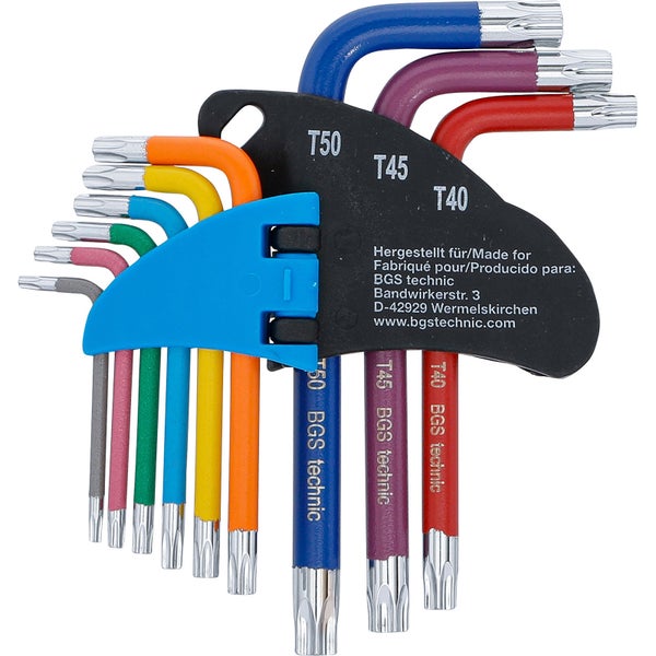 BGS Winkelschlüssel-Satz Multicolour kurz T-Profil (für Torx) T10 - T50 9tlg. - 74457