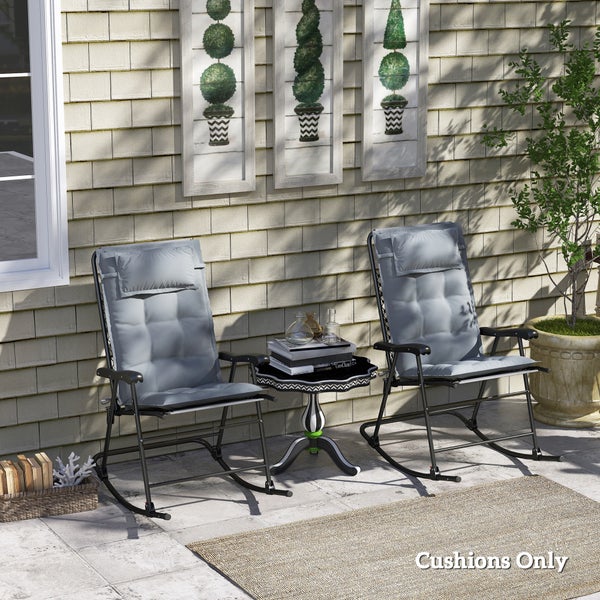 Outsunny 2er Set Auflage für Sonnenliege Wasserabweisend Liegenauflage für Gartenliege Polsterauflage für Strandliege Liegestuhl Kissen Polster für Gartenmöbel Auflagen 50x116x5 cm, Hellgrau