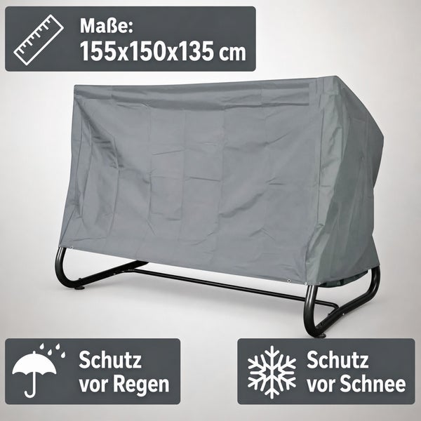 Schutzhülle für Hollywoodschaukel, Maße 155x150x135 cm, wetterfest als Schutz vor Regen und Schnee.