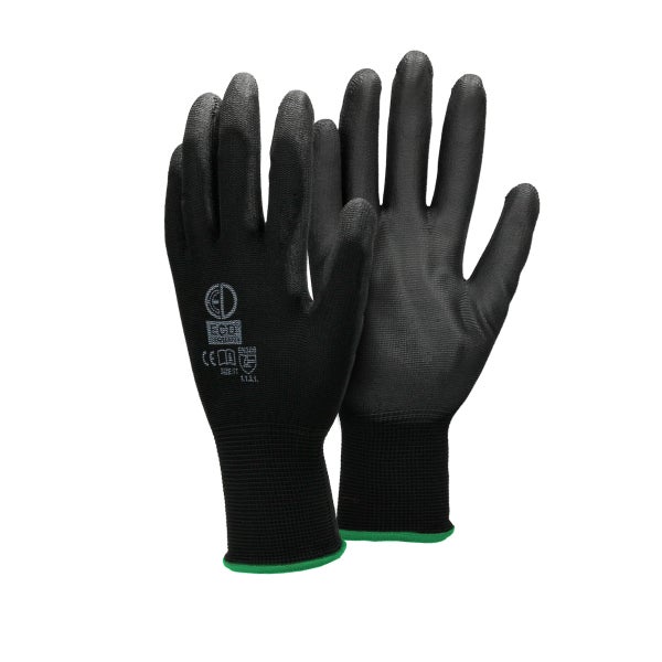 ECD Germany 72 Paar Arbeitshandschuhe mit PU-Beschichtung, Größe 11-XXL, Schwarz, atmungsaktiv, rutschfest, robust, Mechanikerhandschuhe Montagehandschuhe Schutzhandschuhe Gartenhandschuhe Handschuhe