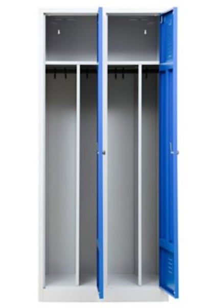 PROREGAL Garderobenspind Camel 2-Fach Mit Pro-Aufteilung HxBxT 180 x 80 x 50 cm Vorhängeschloss Grau-Blau