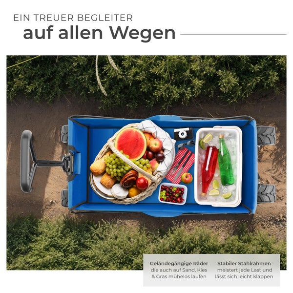 Bollerwagen tectake Heidrun inklusive Tragetasche, Belastbarkeit 80 kg faltbar blau