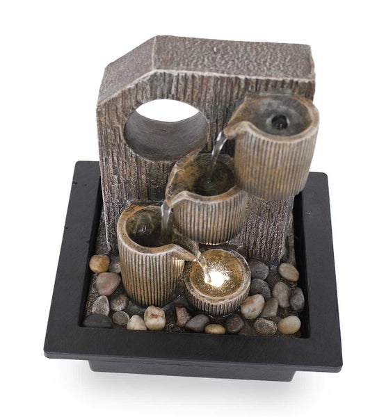 Zimmerbrunnen Tischbrunnen FoCoppe antik braun Led 26 cm 10971