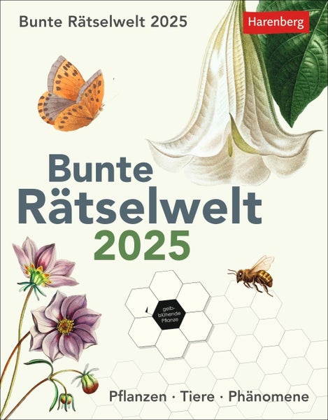 Bunte Rätselwelt Tagesabreißkalender 2025 Tages-Tischkalender 2025 mit abwechslungsreichen Quizfragen zu Flora und Fauna für schlaue Rätselfüchse. Format 12,5 x 16 cm