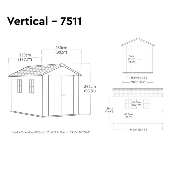 Keter Newton plus 7511 Gartenhaus - 350x230x246cm - Grau