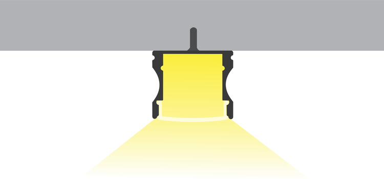 TIVENDIS Led Alu Profil 2 m AH Komplett Set für Strip / Streifen bis 12 mm breit | Abdeckung schwarz, Endkappen, Befestigungclips | U-Form Aufputz Deckenleiste Wandprofil eloxiert