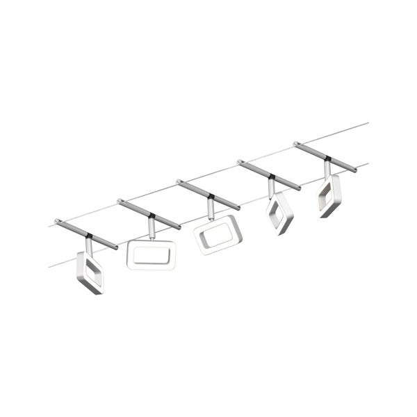 CorDuo LED Seilsystem Frame Basisset 5x280lm 5x4,8W 3000K 230/12V Chrom matt, Chrom