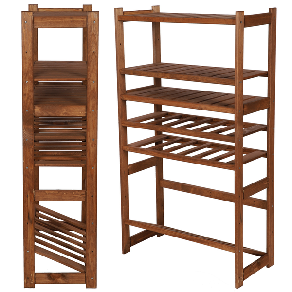 PROREGAL Getränkekisten- & Weinregal SPREEWALD HxBxT 124x70x33cm 12 Flaschen auf 2 Ebenen + 1 Ebene für Kisten + 3 Ablagen Massives Kiefernholz Braun geölt