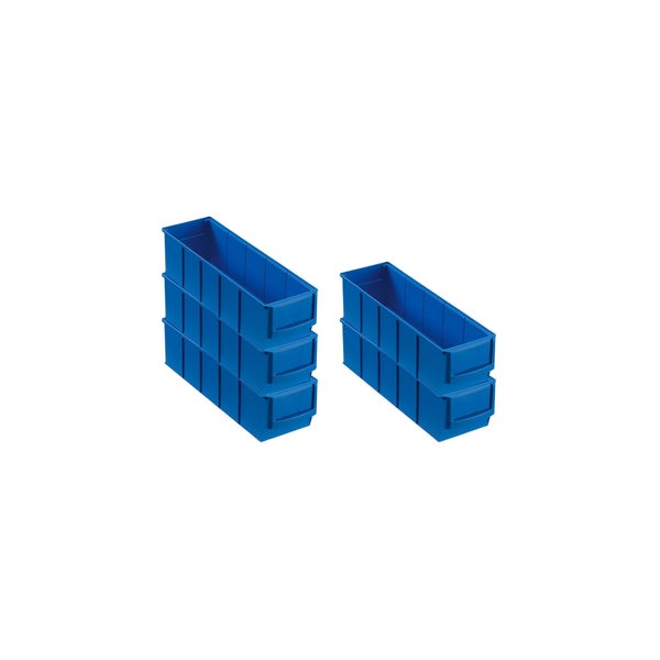 PROREGAL SparSet 5x Blaue Indurstriebox 300 S HxBxT 8,1 x 9,1 x 30 cm 1,6 Liter Sortimentskasten