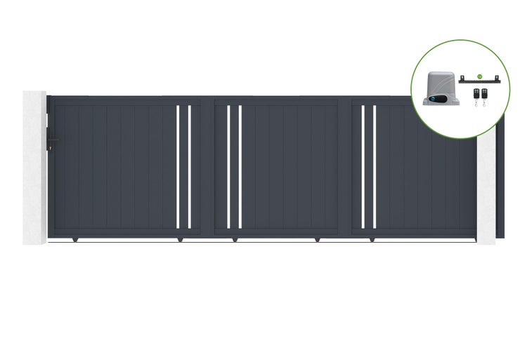 Schiebetor 5m GIONA H.160cm Aluminium + RANGER C300 Motorisierung