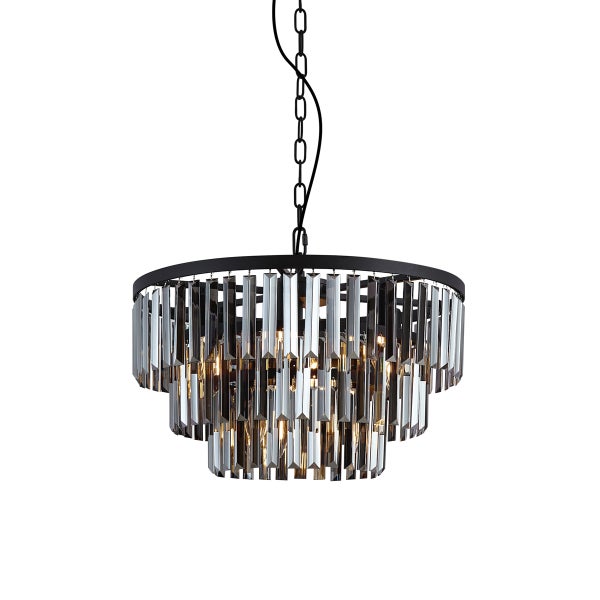 Mehrstufige Pendelleuchte mit Glasstäben und Kettenaufhängung