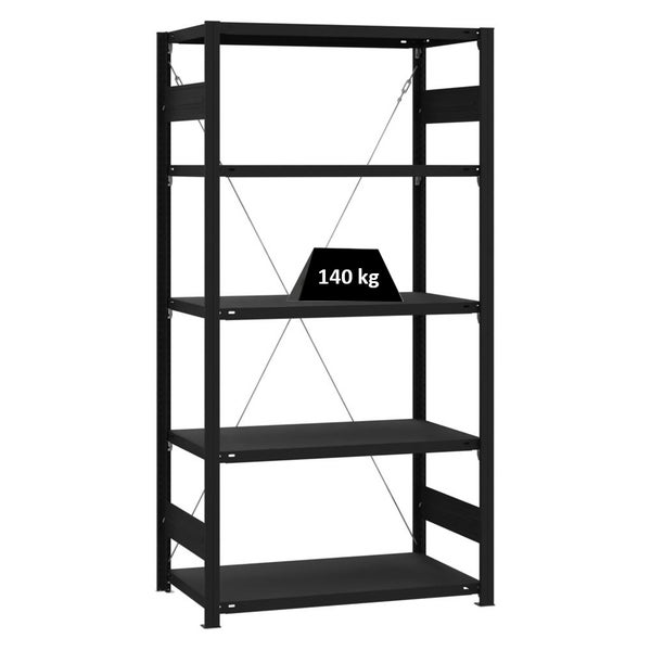 PROREGAL Wohnregal Motemo Made In Germany HxBxT 200 x 100 x 50 cm 5 Ebenen Je 150 kg Fachlast Matt & Schwarz