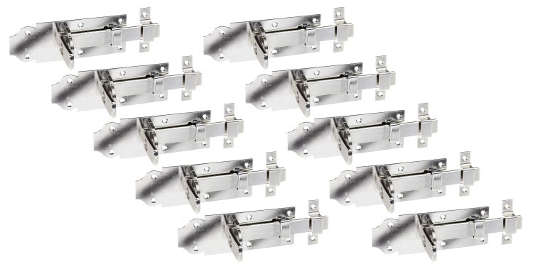 Set mit zehn Riegelschlössern aus Metall für Türen und Tore zur sicheren Verriegelung.