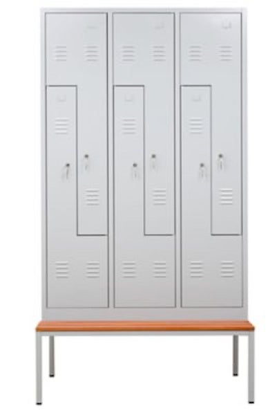 PROREGAL Garderobenspind Camel 6-Fächer-Z-Design HxBxT 180 x 120 x 50 cm Zylinderschloss Grau