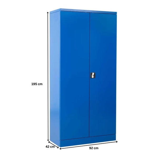 PROREGAL Stahlschrank Bee 8 Fachböden HxBxT 195 x 92 x 42 cm Pulverbeschichtetes Fachbodenmaterial Blau & Blau