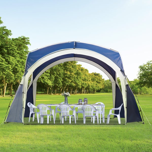 Outsunny Sonnenschutzdach, Kuppelzelt,  Kuppelpavillon für 6 bis 8 Personen, Partyzelt für Terrasse, Balkon, 3,5 x 3,5 x 2,22 m, Polyester, Blau