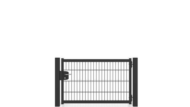 Gartentür ZAUNGURU BASIC-Line aus Metall, Höhe: 83cm, Breite: 150cm, 1-flügelig inkl. Pfosten, Locinox-Schloss und Zubehör, Feuerverzinkt und zusätzlich in RAL 7016 Anthrazitgrau pulverbeschichtet