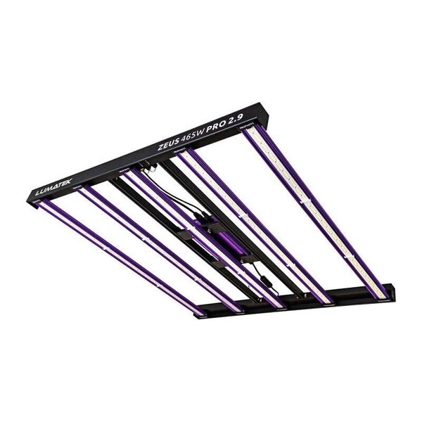 Lumatek Zeus 465 Watt Pro 2.9 LED Pflanzenlampe mit sechs Lichtleisten für den Gartenbau.