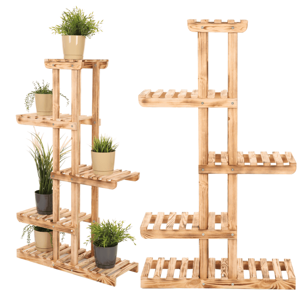 Blumenständer FLORACK HxBxT 117x68x25cm 6 Ablagen Kieferholz Geflammt