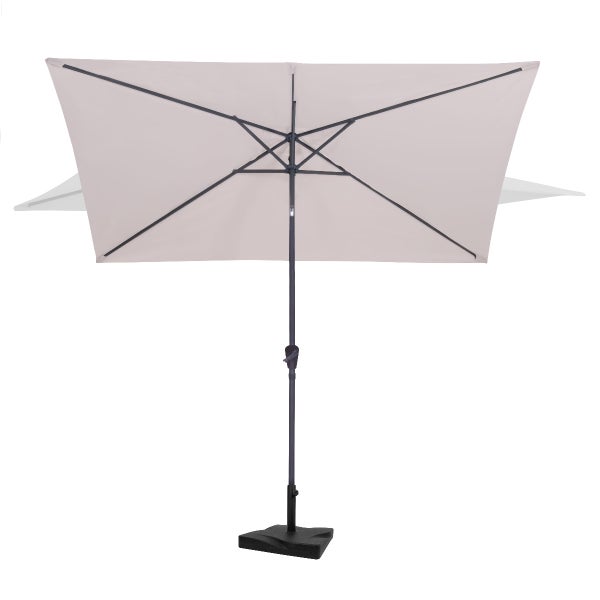 VONROC Premium Sonnenschirm rechteckig mit Ständer - Sonnenschutz mit Schirmständer Terrasse, Balkon & Garten - Sonnenschirm groß 200X300CM inklusive Schutzhülle - Rapallo Beige