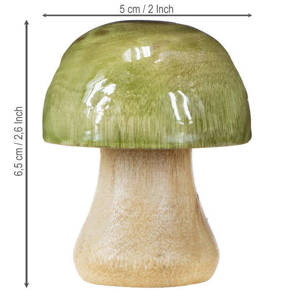 Dekorativer Pilz aus Holz, Höhe 6,5 cm, Durchmesser 5 cm