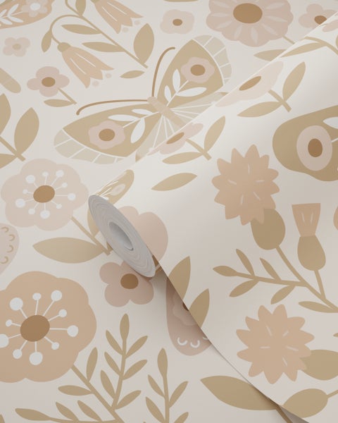 Rolle Tapete mit Blumen- und Schmetterlingsmuster