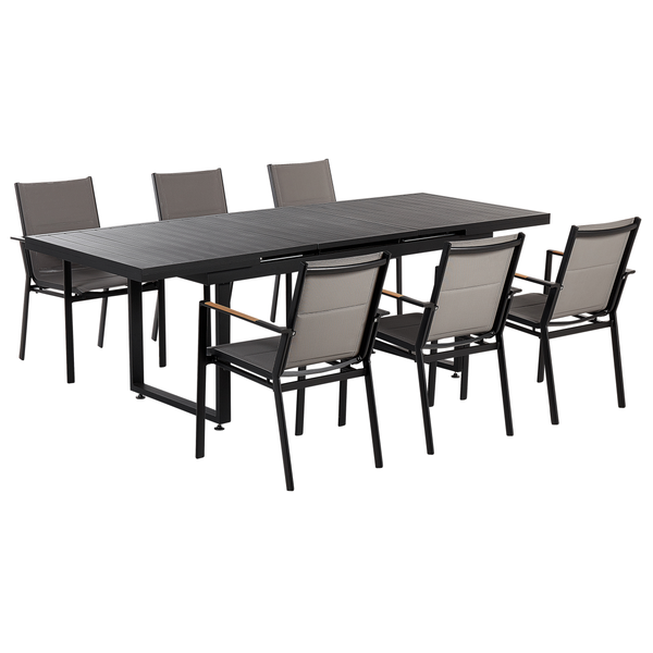 Gartenmöbel Set 6-Sitzer VALCANETTO/BUSSETO Metall Schwarz