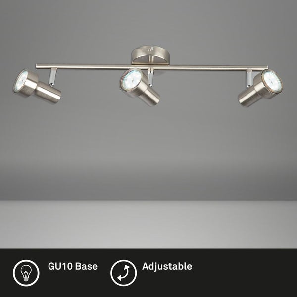 LED Deckenleuchte Spotleuchte 3xGU10 schwenkbar 3000K 12W Matt-Nickel Briloner