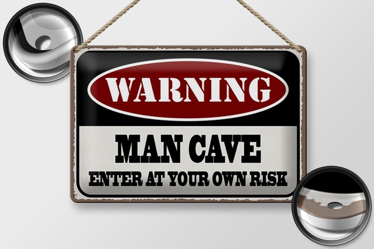 Blechschild Spruch 30x20cm Warning man cave enter at your