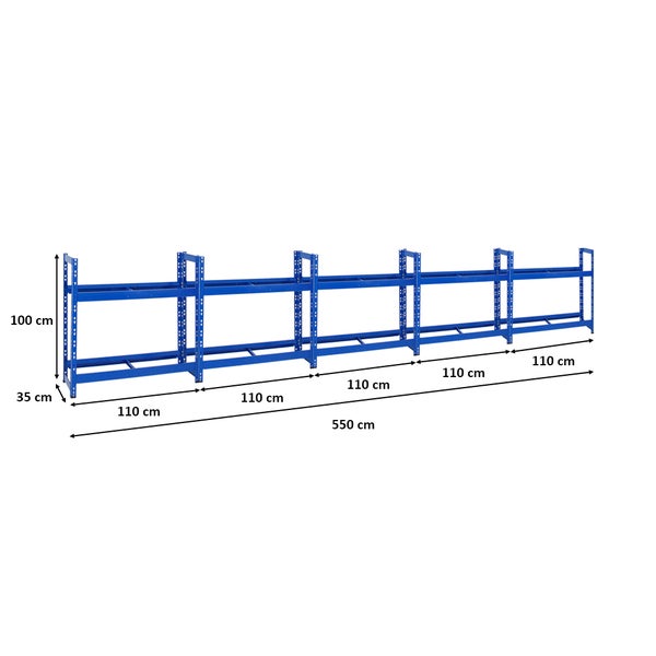 PROREGAL Mega Deal 5x Reifenregal Tiger HxBxT 100 x 110 x 35 cm Bis Zu 40 Reifen Blau