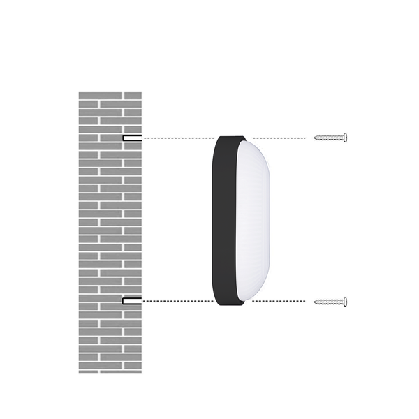 Kellerlampe LED 4000K 800lm Neutralweiß Ovalleuchte 9W IP65 für Keller Garage Abstellraum Schwarz