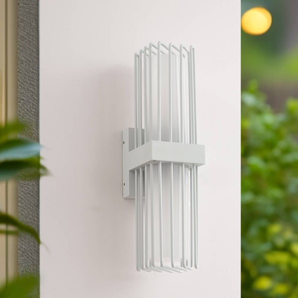 Lucande Wandleuchte außen Chandan (spritzwassergeschützt (Modern) in Weiß aus Aluminium (2 flammig, E27) - Außenwandleuchten Wandlampe Led Außenlampe Outdoor für Außenwand/Hauswand Haus