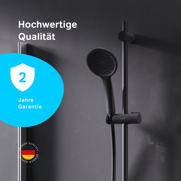 Duschset mit Handbrause und Brausestange mit zwei Jahren Garantie und deutscher Qualität.
