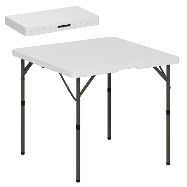 Outsunny Picknicktisch, Klappbarer Campingtisch, Höhenverstellbar Klapptisch, für Gartenpartys, Camping, Grillen, Kunststoff, Metall, Weiß