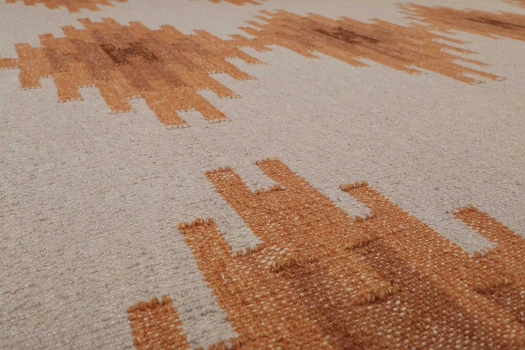 Kelim Teppich Beige Terracotta aus Wolle Belle Green Looop 80x150 cm